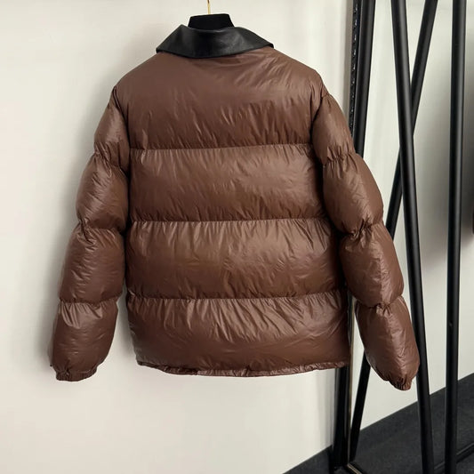 25Ss Autumn Winter Women's Colorful Leather Leather Long Sleeve Cotton Bread Suit Jacket SU137