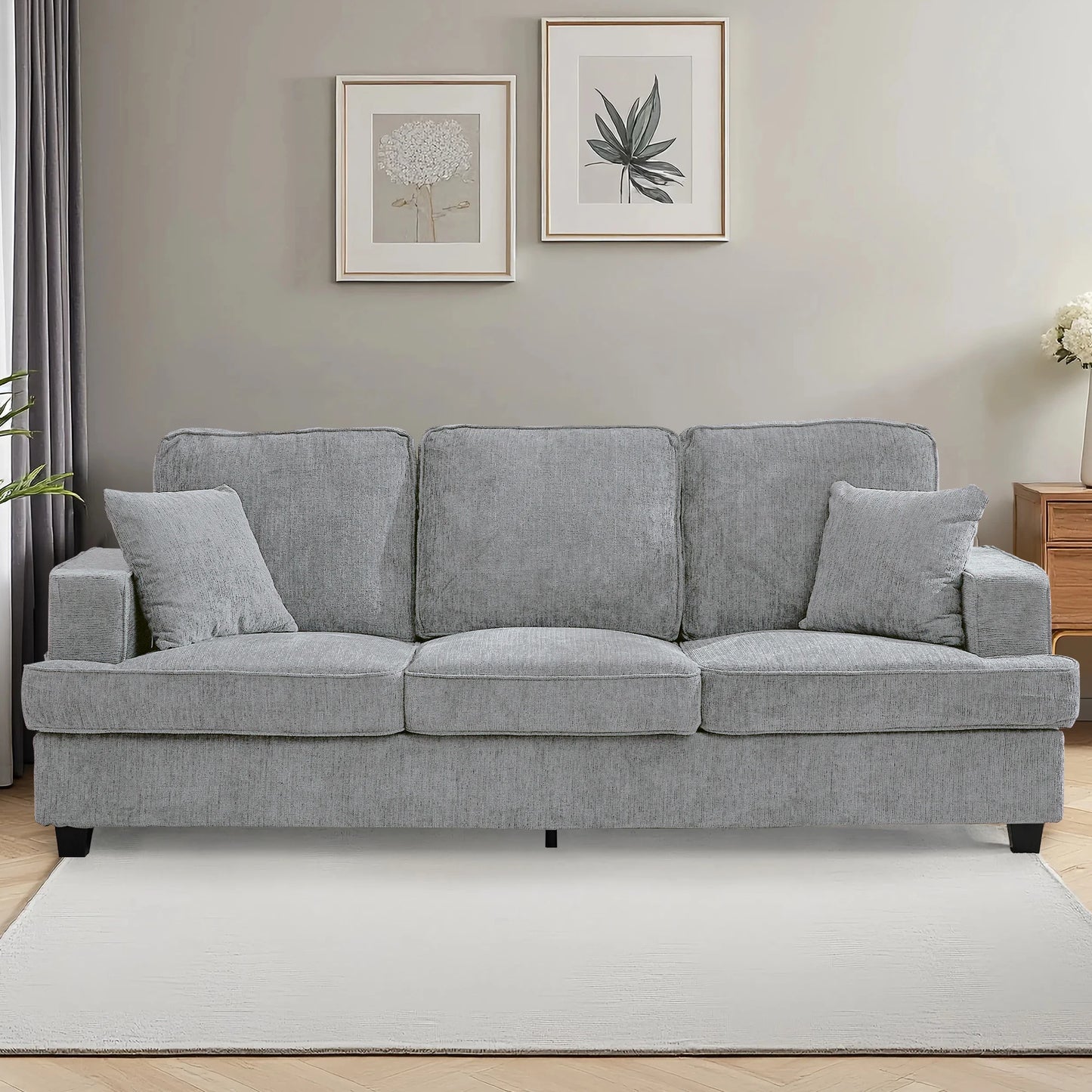 Couches for Living Room, 89 inch Cloud Couch Sofa in Chenile with Extra Comfy Soft Seats, Modern 3 Seater Sofas for Bedroom