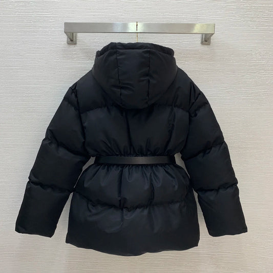 2025 Autumn and Winter Warm Women's Cotton Jacket Metal Buckle Belt Waist Slimming Thickened Padded Cotton Jacket