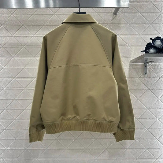 2025 New Products on the Shelf Casual Zipper Flight Jacket Coat Twill Cotton Material Light Khaki Hem Flap Pocket