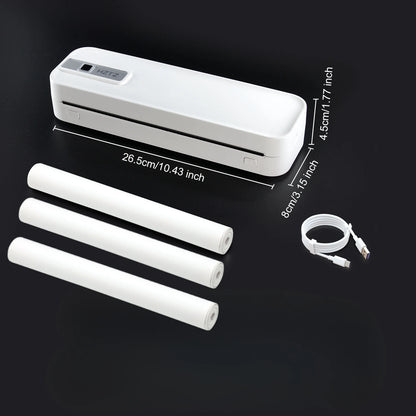 A4 Portable Wireless Mobile Inkless Thermal Printer For Phone & Laptop Multi-functional HD With 300dpi, For PDF, Word, Images