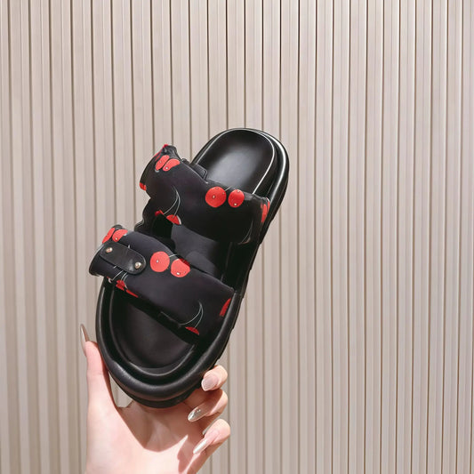 2025 Latest Explosive Cherry Pattern Series Women's Slippers and Sandals Velcro Four Colors