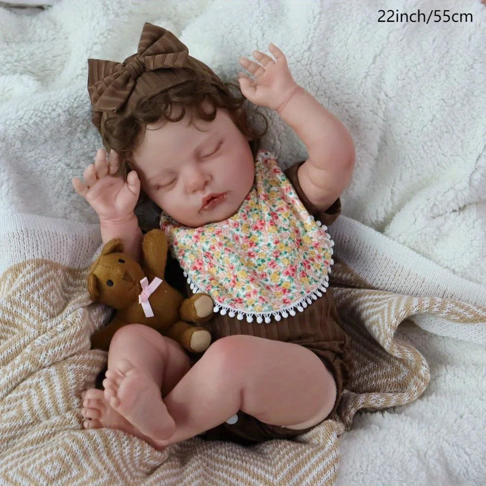 Lifelike Reborn Baby Dolls- 22Inch Cute Soft Vinyl Realistic Baby Doll,Poseable Real Life Baby Dolls(ONLY DOLL/NO ACCESSORES)