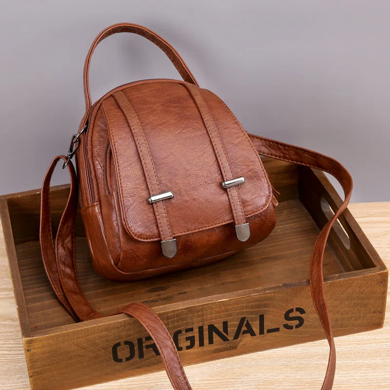 Yogodlns Vintage Small Shoulder Bag Women Soft PU Leather Crossbody Bag Multifunction Messenger Bag Casual Lady Handbag Bolso