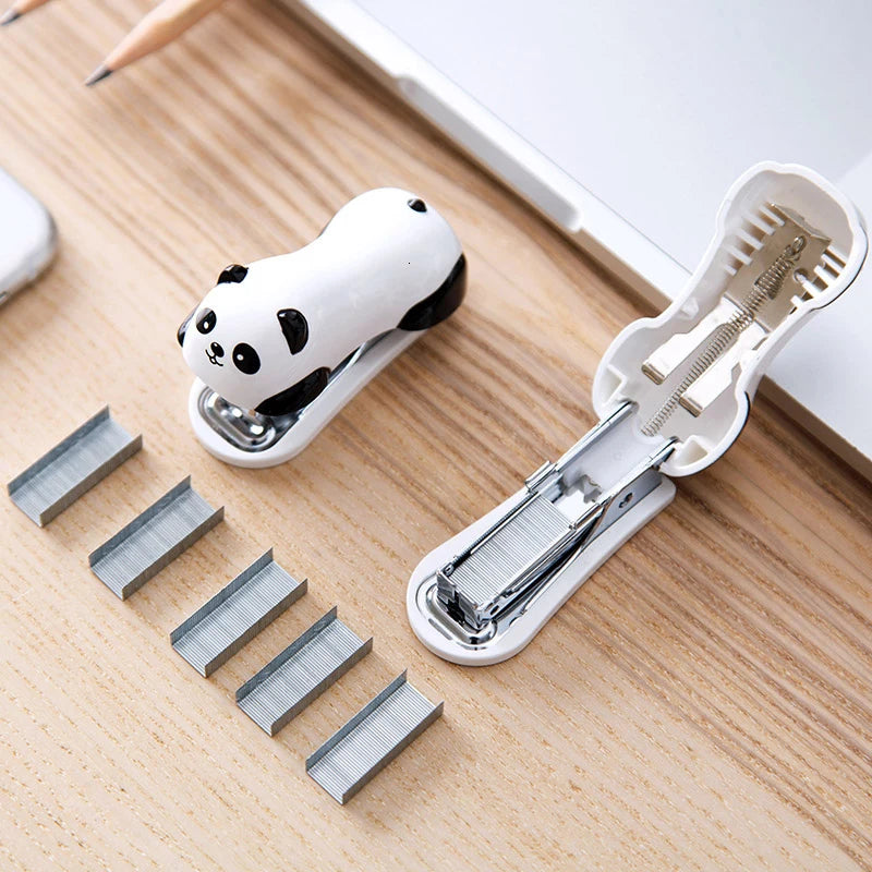A set of fashionable stapler for panda stapler, with 10 mm steel clips, office supplies, school uniform supplies