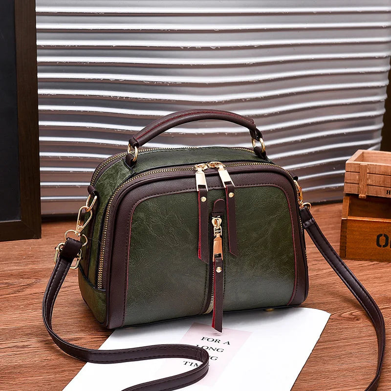 Vintage Small Crossbody Shoulder Bag for Women Designer Top-handle Handbags Purse Female PU Leather Messenger Bag Totes