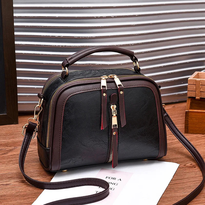 Vintage Small Crossbody Shoulder Bag for Women Designer Top-handle Handbags Purse Female PU Leather Messenger Bag Totes