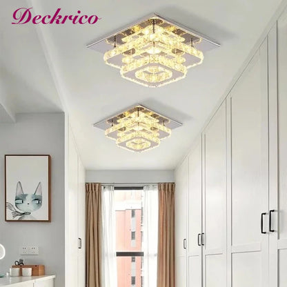 Modern Luxury Crystal Lamp LED Ceiling Pendant 2nd Floor Hall Indoor Chandelier Home Decoration Kitchen Lighting Simple Dimmer