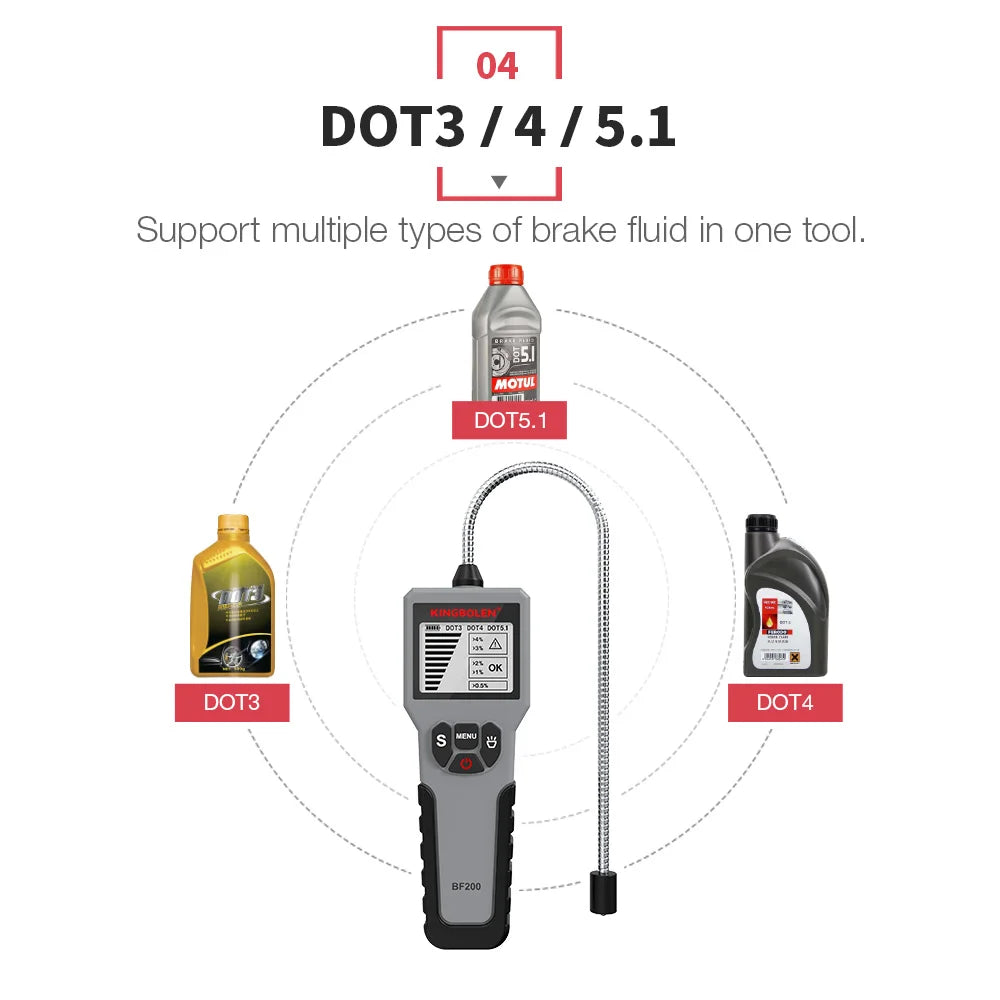 12V Auto Brake Fluid Tester Digital Car Brake Oil Tool BF200 DOT3 DOT4 DOT5.1 LED Indicator check Display Auto Oil Tool PK BF100