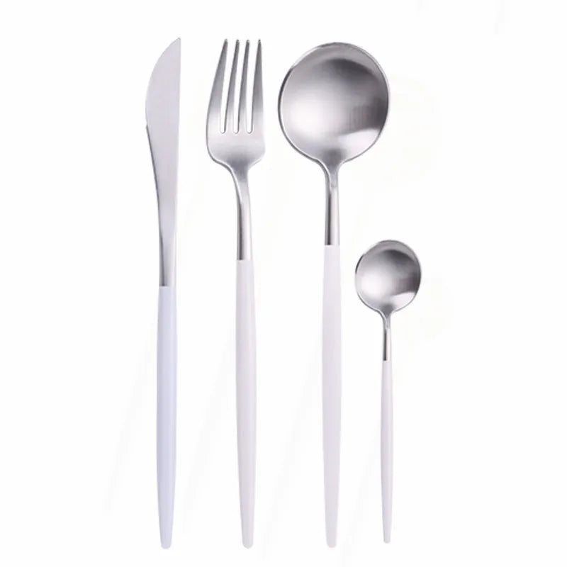 Silverware Tableware Set 18/10 Stainless Steel Tableware Cutlery Set Fork Spoon Butter Knife Chopsticks Matte Dinnerware Sets