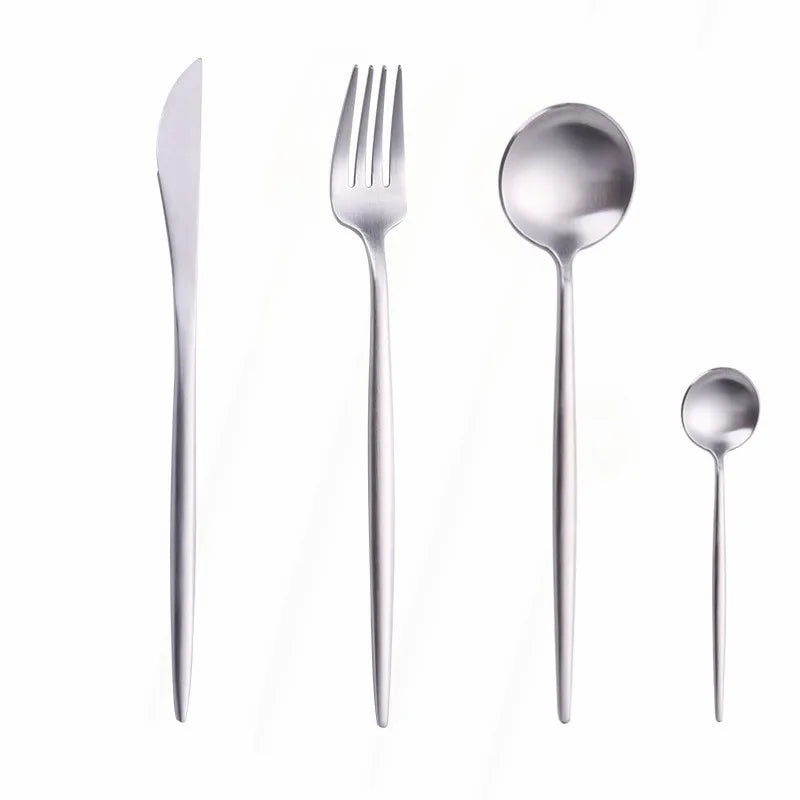 Silverware Tableware Set 18/10 Stainless Steel Tableware Cutlery Set Fork Spoon Butter Knife Chopsticks Matte Dinnerware Sets