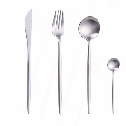 Silverware Tableware Set 18/10 Stainless Steel Tableware Cutlery Set Fork Spoon Butter Knife Chopsticks Matte Dinnerware Sets