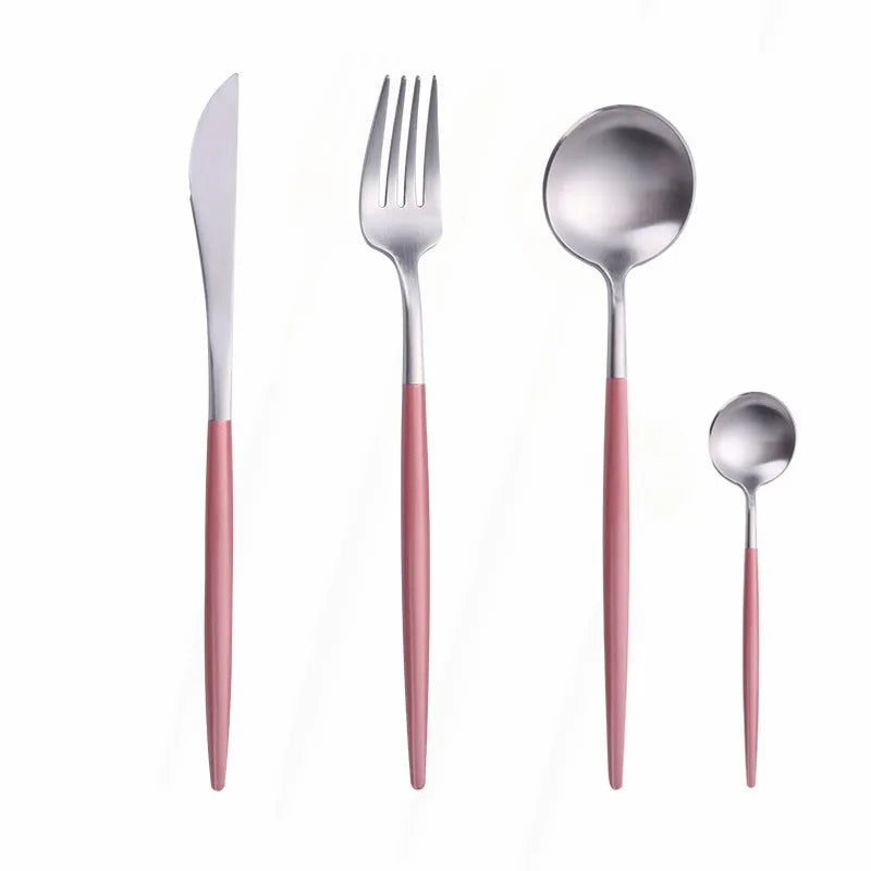 Silverware Tableware Set 18/10 Stainless Steel Tableware Cutlery Set Fork Spoon Butter Knife Chopsticks Matte Dinnerware Sets