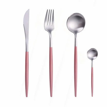 Silverware Tableware Set 18/10 Stainless Steel Tableware Cutlery Set Fork Spoon Butter Knife Chopsticks Matte Dinnerware Sets