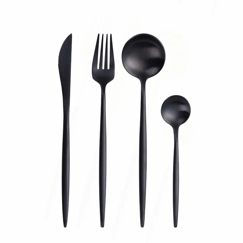 Silverware Tableware Set 18/10 Stainless Steel Tableware Cutlery Set Fork Spoon Butter Knife Chopsticks Matte Dinnerware Sets