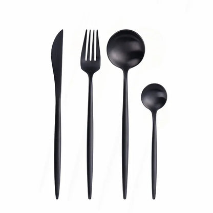 Silverware Tableware Set 18/10 Stainless Steel Tableware Cutlery Set Fork Spoon Butter Knife Chopsticks Matte Dinnerware Sets