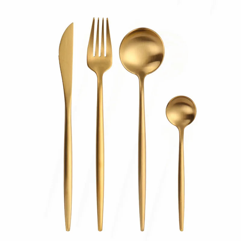 Silverware Tableware Set 18/10 Stainless Steel Tableware Cutlery Set Fork Spoon Butter Knife Chopsticks Matte Dinnerware Sets