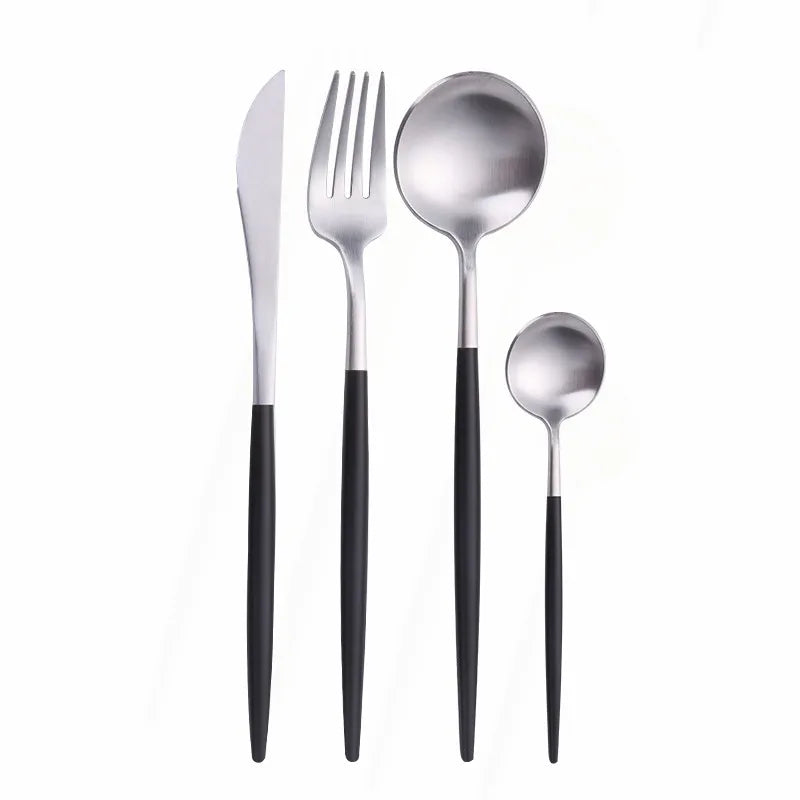 Silverware Tableware Set 18/10 Stainless Steel Tableware Cutlery Set Fork Spoon Butter Knife Chopsticks Matte Dinnerware Sets