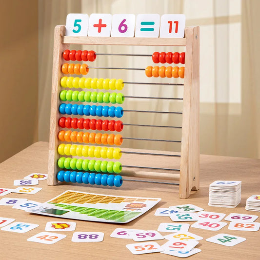 Wooden Counting Toy Abacus Montessori Education Math Toy Children Rainbow Counting Beads Addition Subtraction Operation Learning