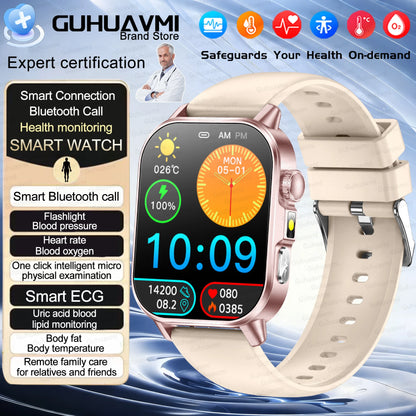 2026 New AI Health Diagnosis Smart Watch Body Analysis Uric Acid Blood lipids ECG+PPG Blood pressure call Smart watch Men Women