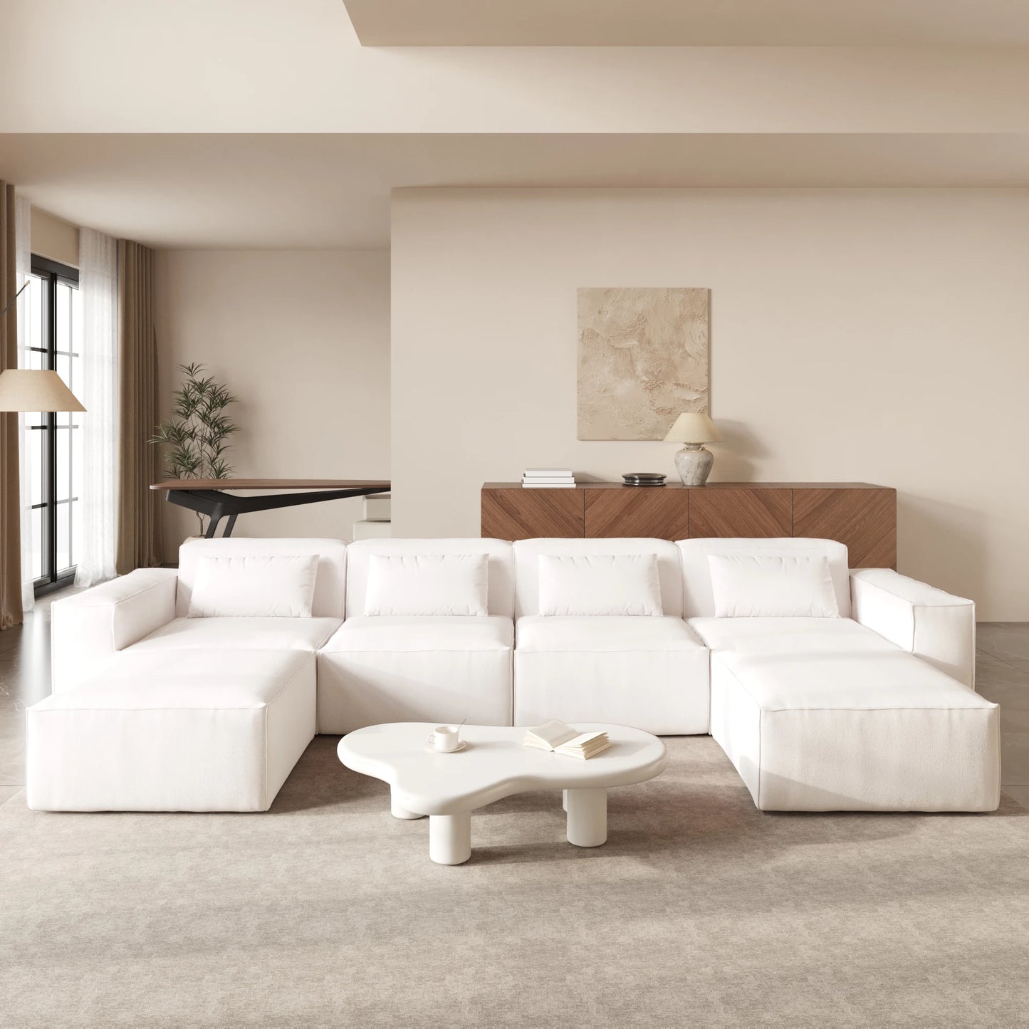 Sdorens Modular Sectional Sofa Couch for Living Room 149.62" Oversized U Shaped Cloud Couch with 2 Ottomans No Assembly Required
