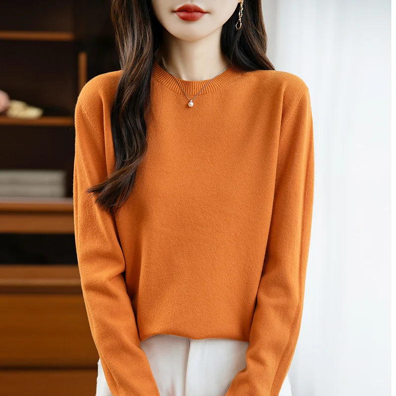 Women 22 colors weater O-neck Autumn Winter Basic 100% Andy velvet Warm Casual Pulls Jumpers Korean FashionSpring Knitwear 2025