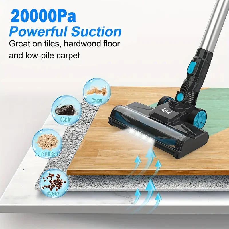 INSE V770 20KPa Powerful Cordless Vacuum Cleaner 6-in-1 Lightweight Stick Vacuum Up to 45min Runtime for Hard Floor Carpet Clean
