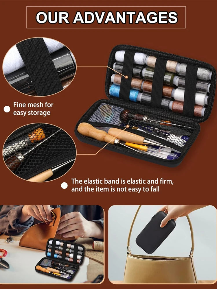 47Pcs Heavy Duty Sewing Kit with Thread Needle Sewing Awl Scissors Sewing Kit for Car Seats Carpets Shoes Backpacks DIY Crafting