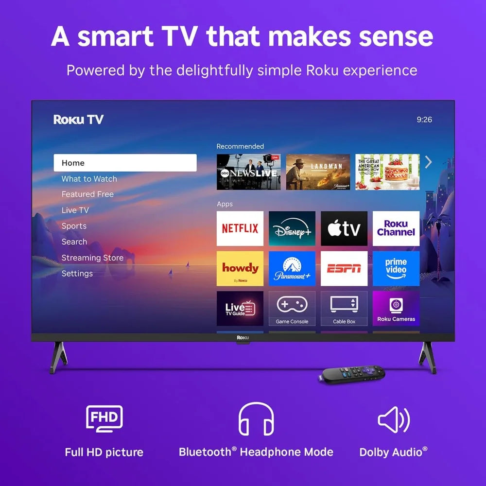 Roku Smart TV 2025 – 40-Inch Select Series, 1080p Full HD TV – Roku TV with Voice Remote – Flat Screen LED Television with Wi-Fi