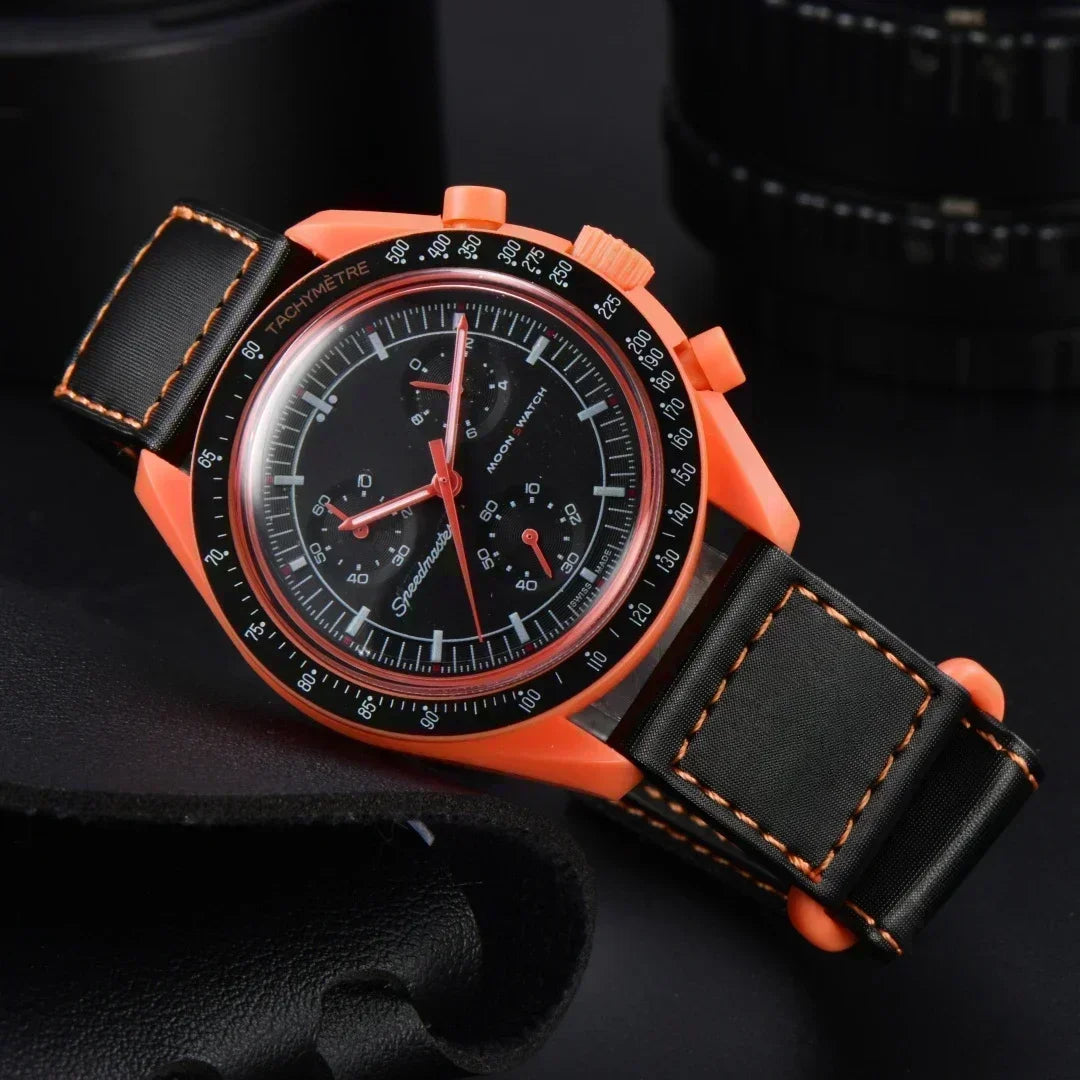 2025 Men's Moon Phase Quartz Chronograph Watch - 6-Hand Celestial Dial, Waterproof Luminous, Gift Box, Hot Sale Free Shipping