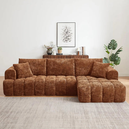 108” Cloud Modular Sectional Sofa Couch with Deep Seat, Modern L-Shaped Boneless Couch with Chaise, Comfy Chenille, Customized