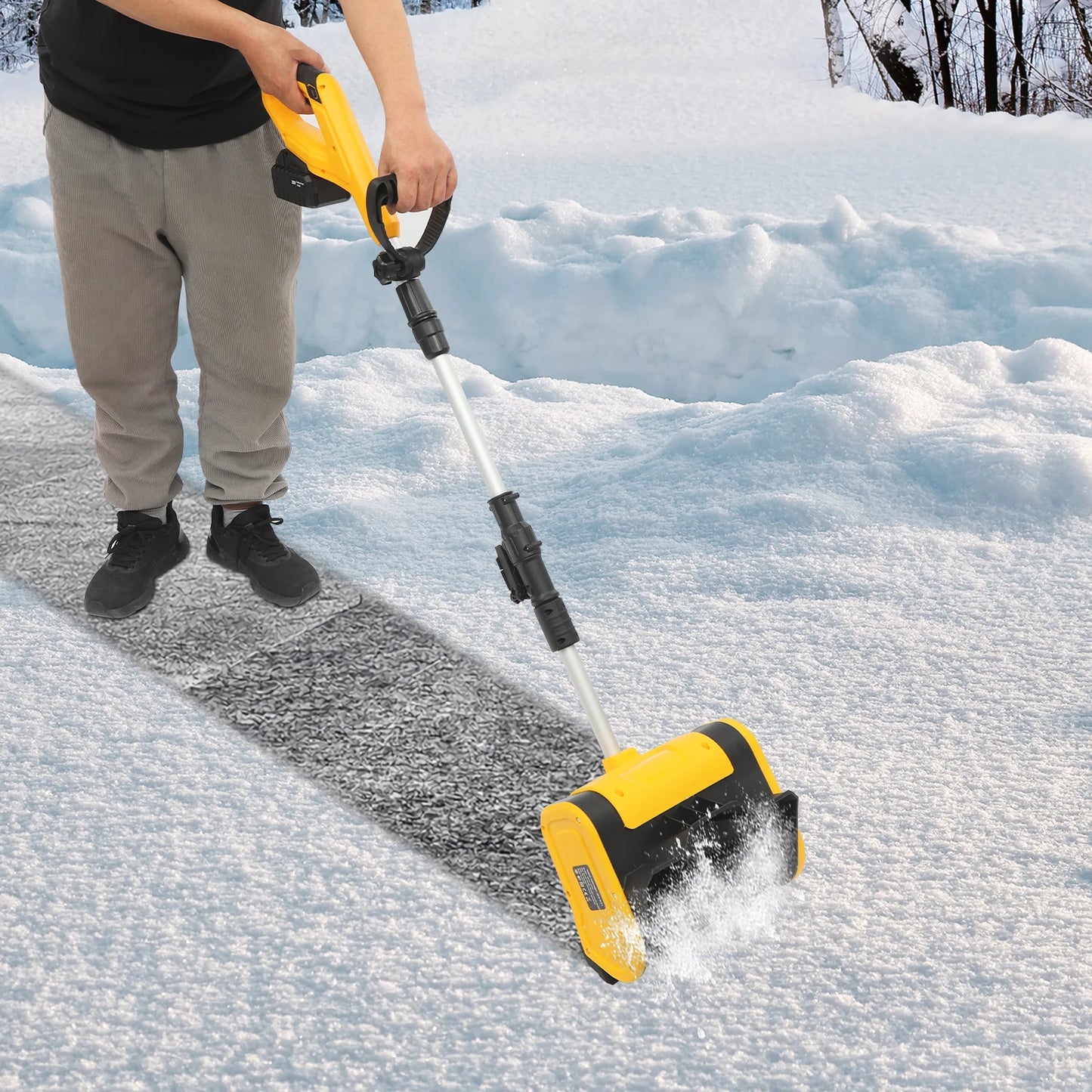 1200W Hand-held Snow Sweeper Shovel Blower Snow Sweeping Broom Battery-powered Cordless Roads Cleaning