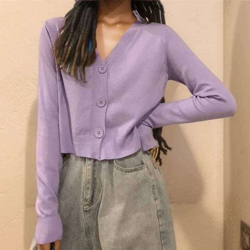 ITOOLIN Women Casual Knit Thin Sweater V-Neck Cardigan Sweater Buttons Up Sweet Cardigan Coat For Women 2024 Autumn