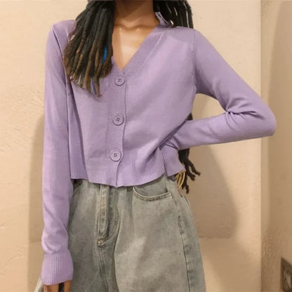 ITOOLIN Women Casual Knit Thin Sweater V-Neck Cardigan Sweater Buttons Up Sweet Cardigan Coat For Women 2024 Autumn