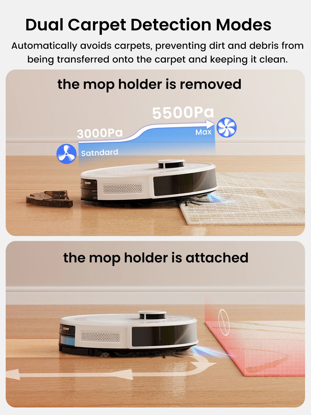 Lefant Robot Vacuum with Mop,Self-Emptying, 6000Pa , DTOF Laser Navigation, PSD Obstacle Avoidance, Wi-fi/Alexa Control