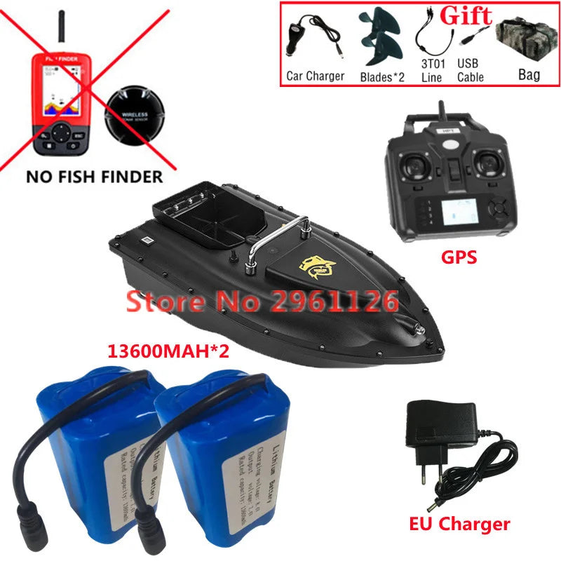 600M GPS Sonar Fish Exploration High Speed Remote Control Bait Boat Model 1.5KG 16GPS Constant Speed Cruise RC Bait Boat Model