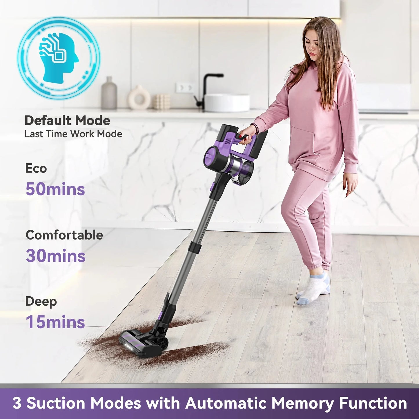 INSE S10 Cordless Vacuum Cleaner 45Kpa Powerful 6-in-1 Stick Vacuum Up to 50Min Runtime Rechargeable Battery for Carpet Pet Hair