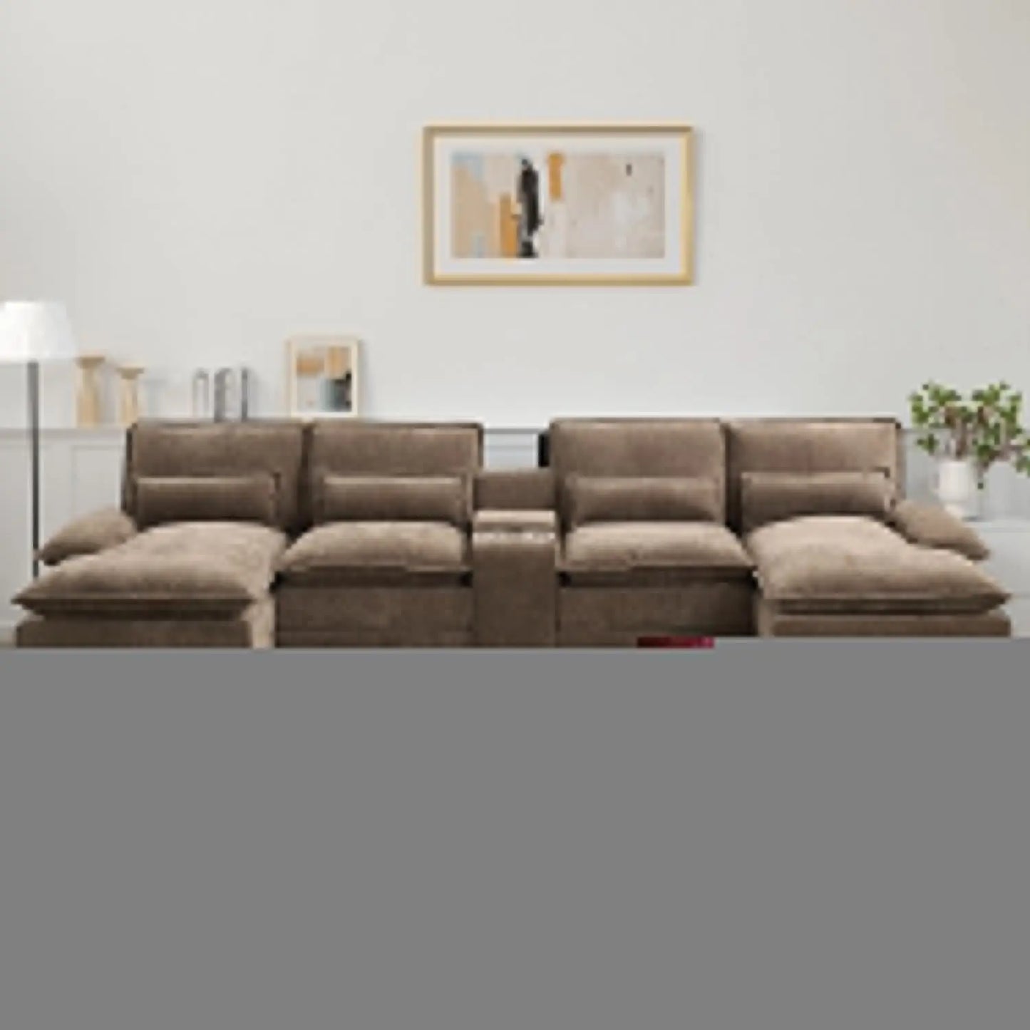 125" U Shaped Cloud Modular Sectional Couch for Living Room, Small Comfy Chenille Sofa with Double Chaise Lounge,, Customized