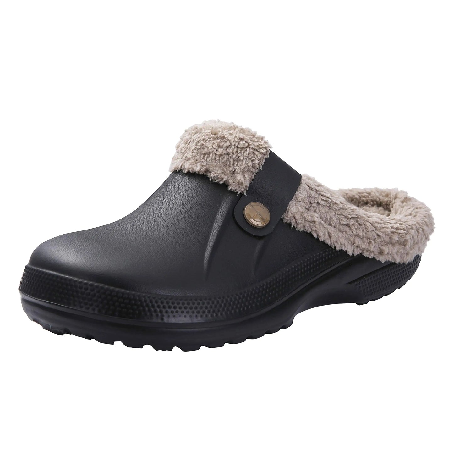 Comwarm Winter New Fuzzy House Slippers For Women Men Waterproof Garden Shoes Soft Plush Slippers Outdoor Warm Furry Clogs Slide