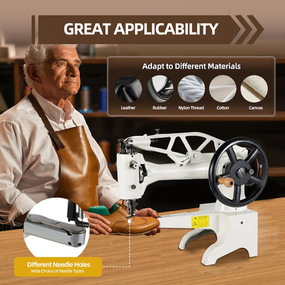 Manual Leather Shoe Sewing Machine, Heavy Duty Cobbler Stitcher 500 Stitches/Min for Leather, Rubber, Plastic – Cast Iron