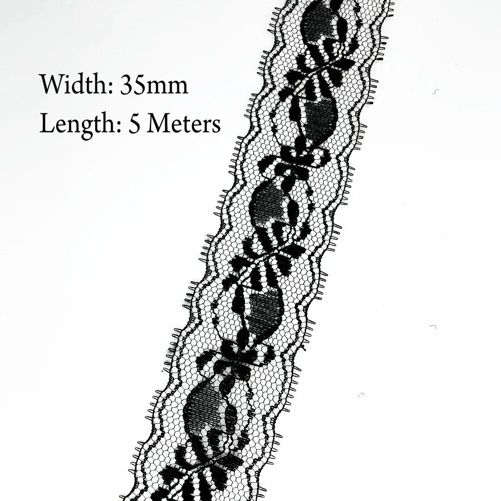 5 Meters White Black Lace Ribbon Assorted Pattern Trims for Gift Wrapping Christmas Wedding Decorations DIY Crafts Sewing Supply