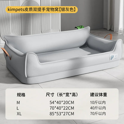 Orthopedic Leather Dog Bed Sofa – Detachable Rectangle Pet Bed with Non-Slip Bottom, Waterproof and Machine Washable for Ultima