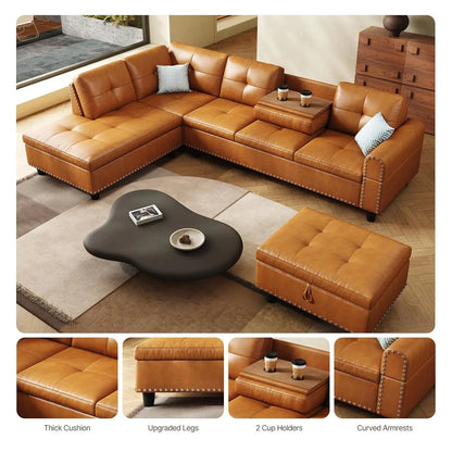 97.5" Oversized Sectional Couch, L Shaped Couchwith Storage Ottoman, Modern Modular Sofa withDeep Seat, Sectional, Customized