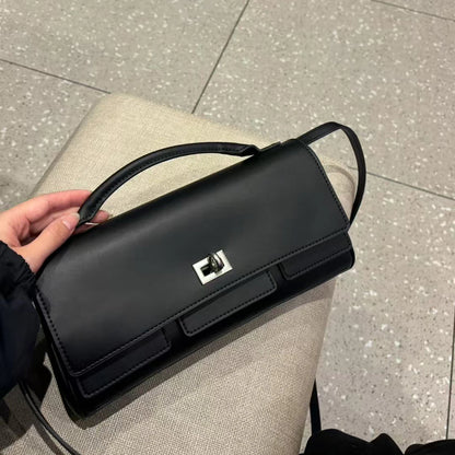 Genuine leather handbag 2025 new niche design lock small square bag vintage motorcycle style cowhide one-shoulder crossbody bag