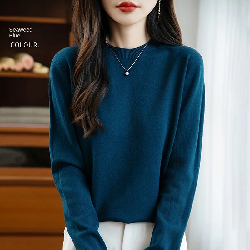 Women 22 colors weater O-neck Autumn Winter Basic 100% Andy velvet Warm Casual Pulls Jumpers Korean FashionSpring Knitwear 2025