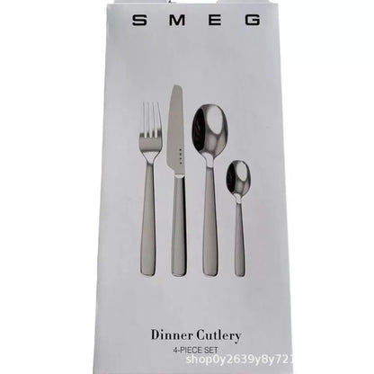 Thickened ceremonial stainless steel fork spoon knife 4-piece set, anti slip handle, corrosion-resistant and easy to maintain