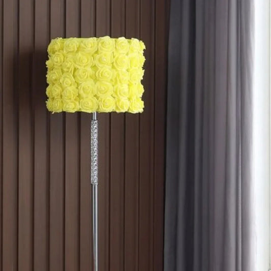 Yellow Roses In Bloom Acrylic Metal Floor Lamp Romantic Atmosphere Living Room Bedroom Lighting