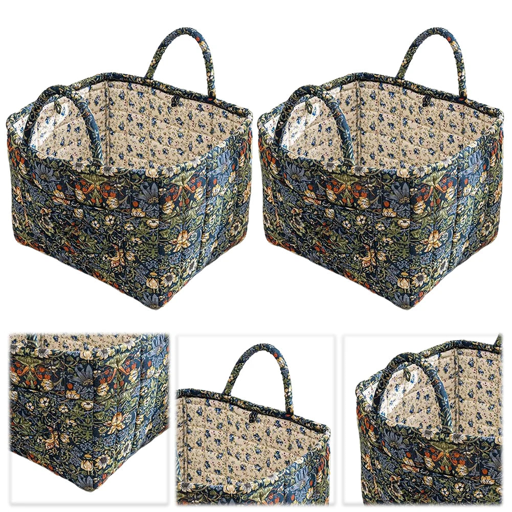 Boho Fabric Storage Basket Portable Quilted Laundry Hampers Collapsible Dirty Clothes Laundry Baskets Bathroom Storage Organizer