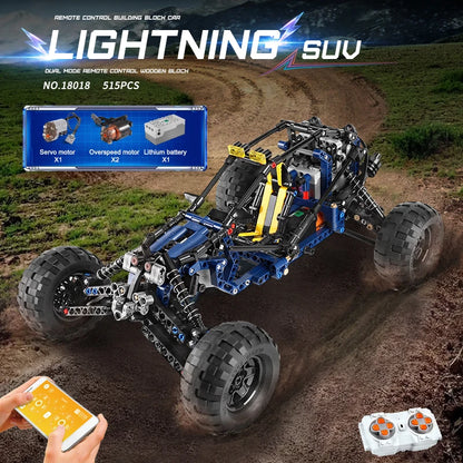 Mould King 18018 Technical Car Toys The RC MOC-3028 Blue Lightning Buggy Building Block Assembly Car Brick Kids Christmas Gift