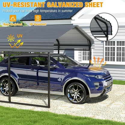 10 x 15 FT Metal Carport, Heavy Duty Carports with Galvanized Steel Roof, Outdoor Carport Canopy Garage Shelter Shade for Car